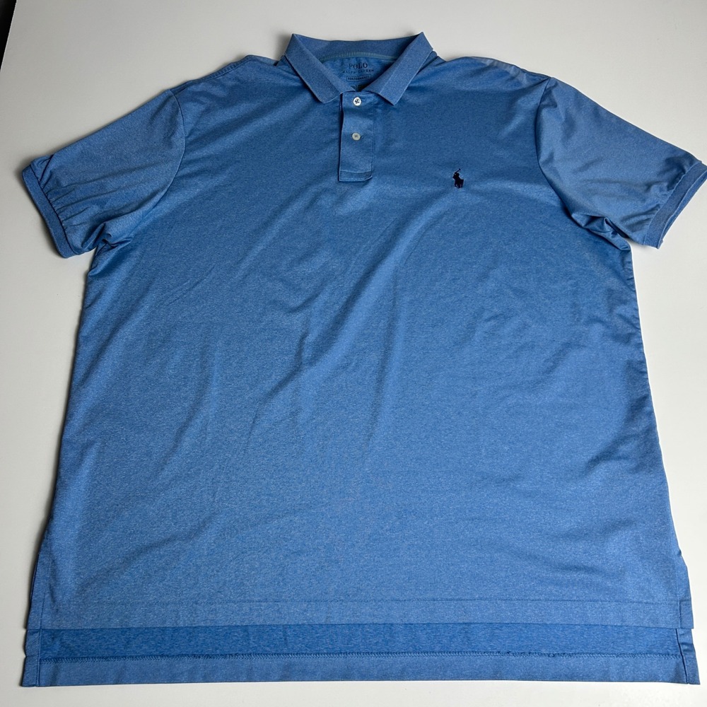 Polo Ralph Lauren Performance Blue Heather Golf Polo Shirt Mens XXL